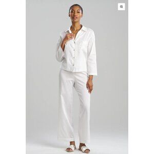 Natori Cotton Sateen Embroidered Essentials Notch Pajama Set Size Medium